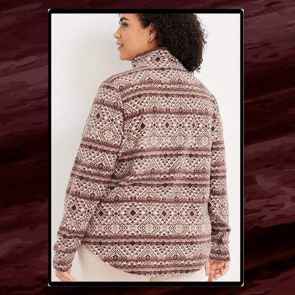 Maurice's Plus Size Geo Print 1/4 Zip Fleece Sweatshirt 0X - Picture 3 of 10